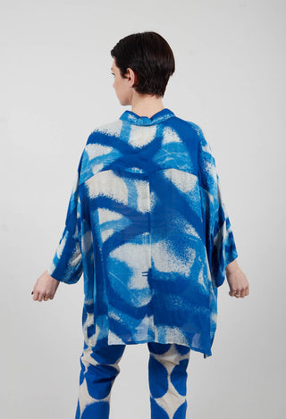 Semi Sheer Longline Shirt in Electric Print - 1770407