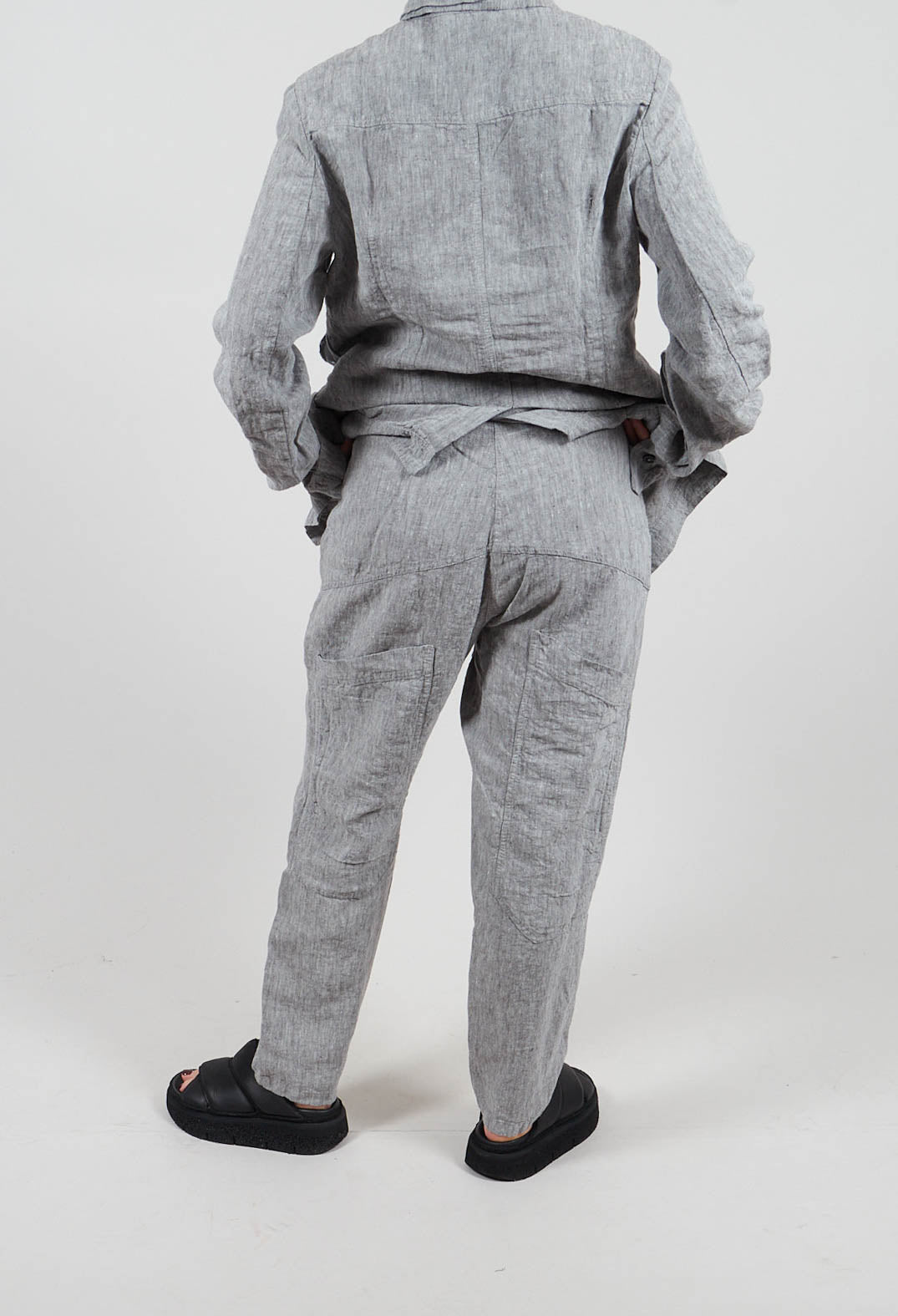 Straight Leg Linen Trousers in Amber Melange - 2020102