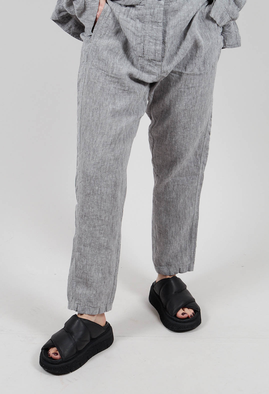 Straight Leg Linen Trousers in Amber Melange - 2020102