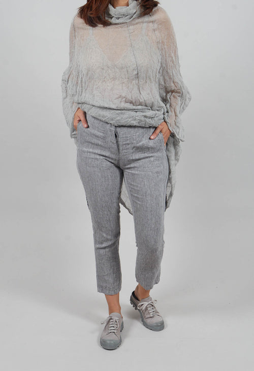 Straight Leg Linen Trousers in Amber Melange - 2020102