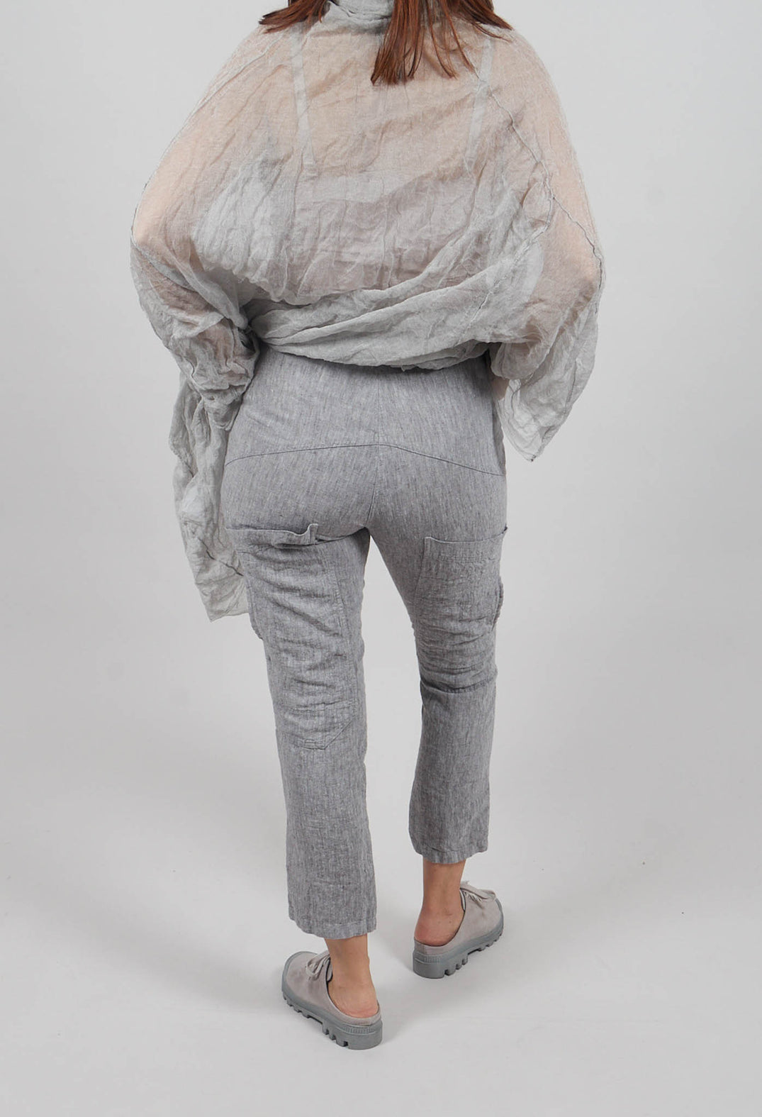 Straight Leg Linen Trousers in Amber Melange - 2020102