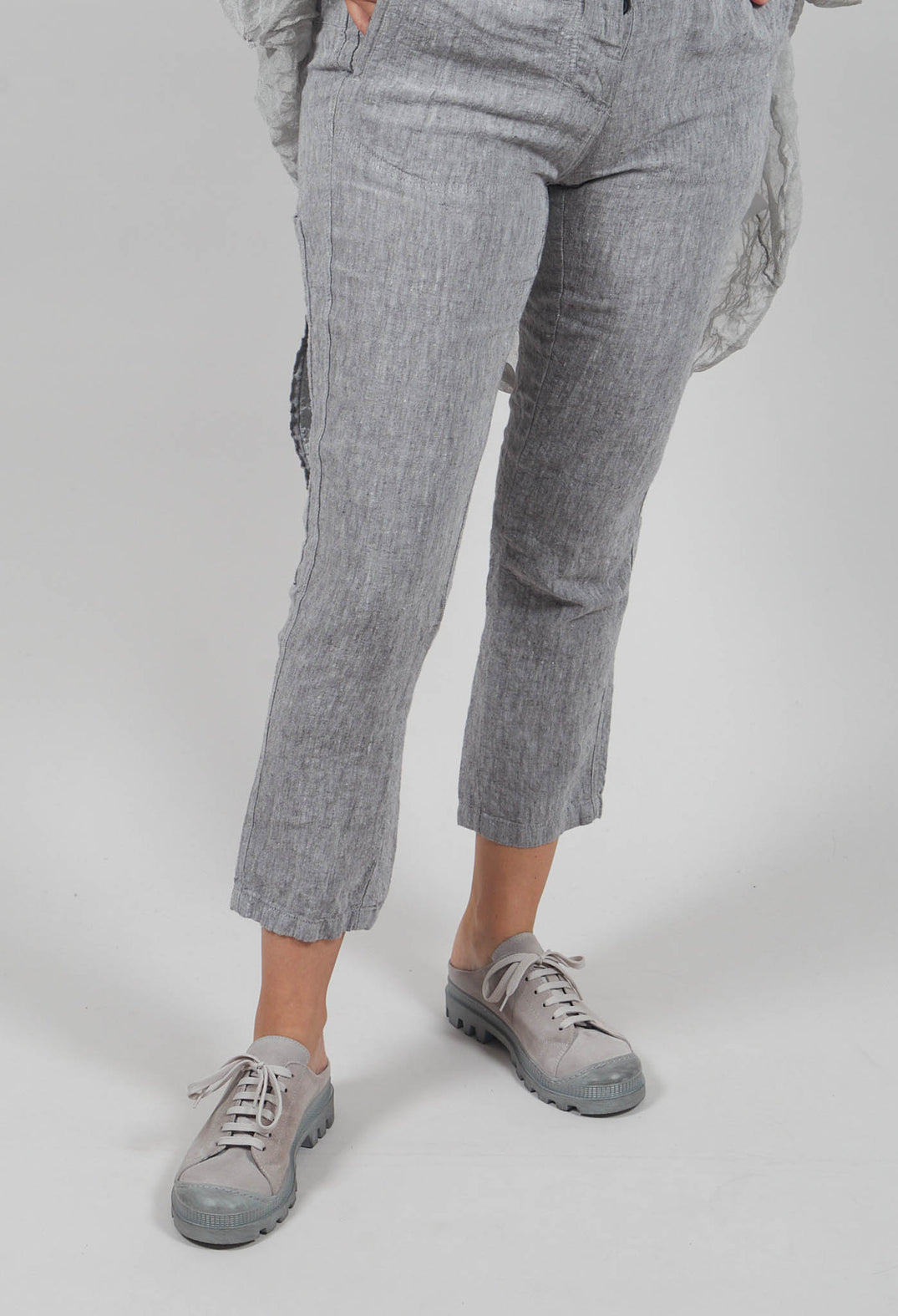Straight Leg Linen Trousers in Amber Melange - 2020102