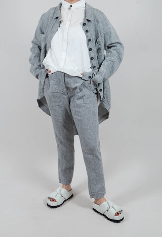 Straight Leg Linen Trousers in Seaweed Melange - 2020102