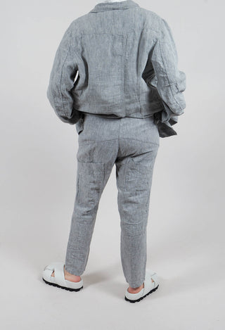 Straight Leg Linen Trousers in Seaweed Melange - 2020102