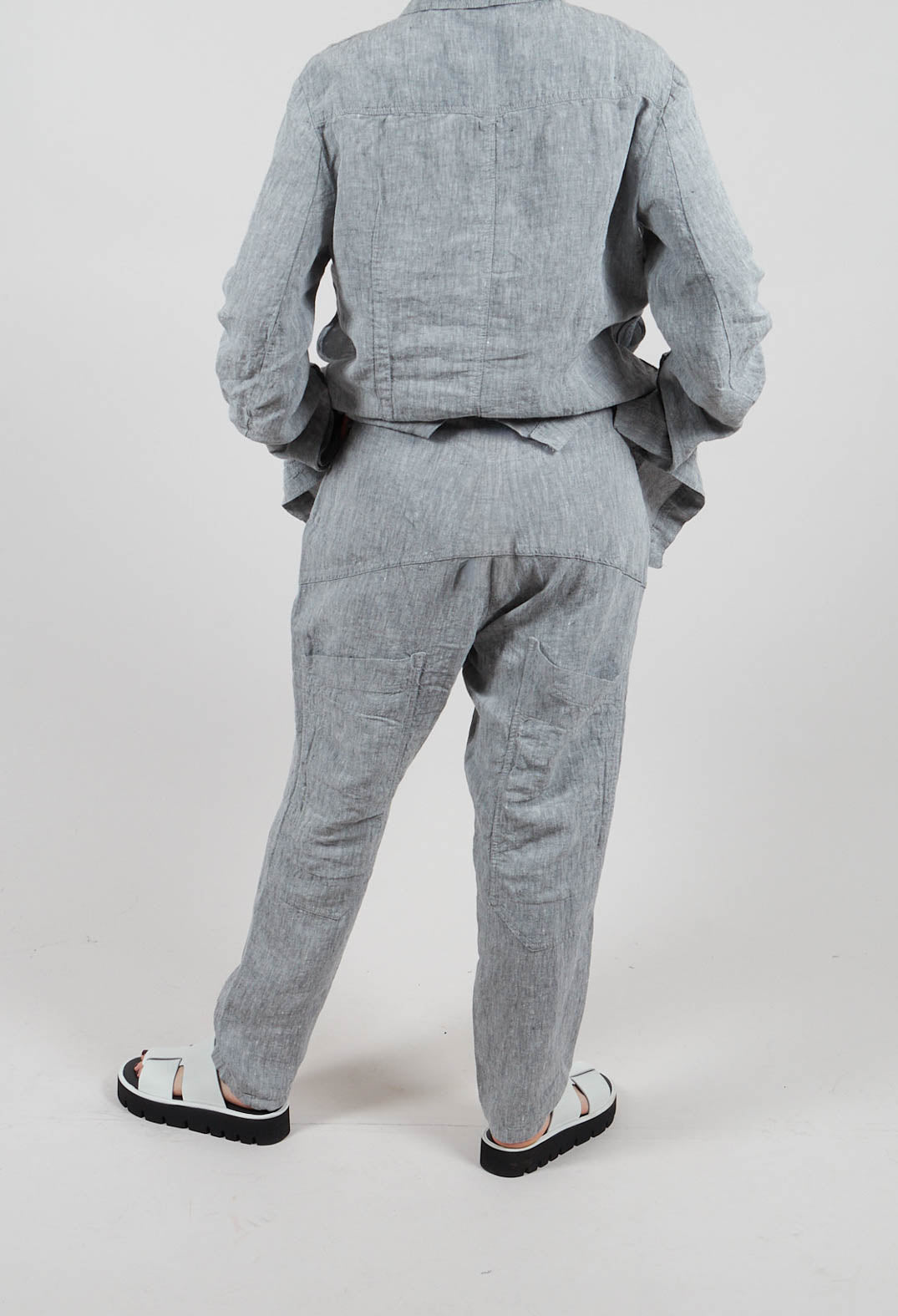 Straight Leg Linen Trousers in Seaweed Melange - 2020102