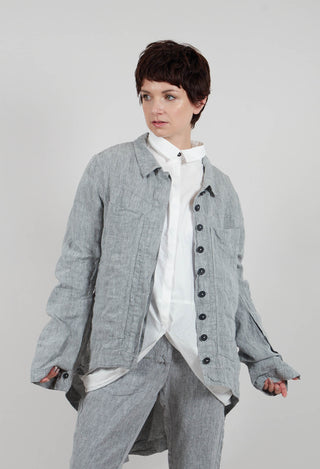 Linen Coat in Seaweed Melange - 2021206
