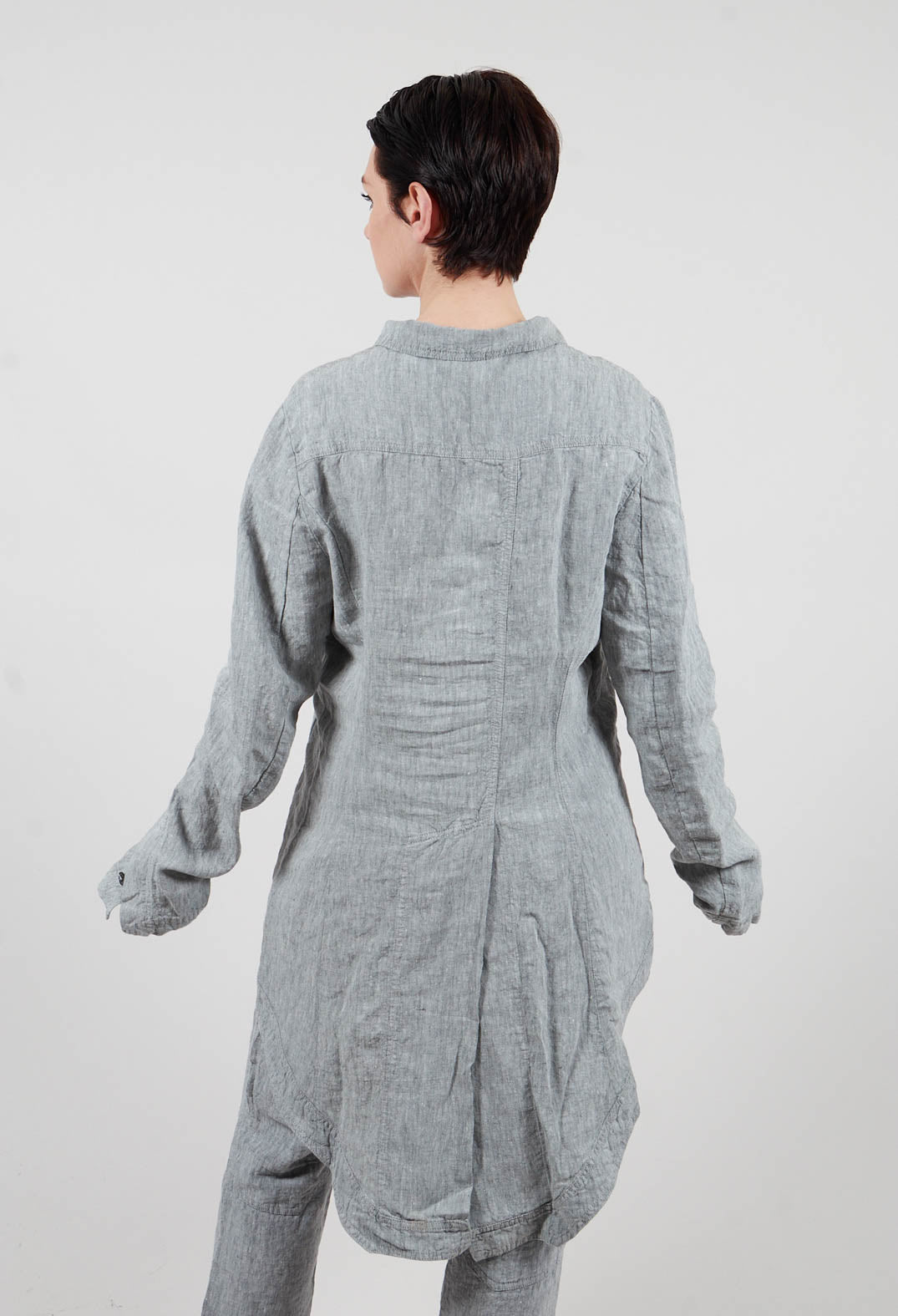 Linen Coat in Seaweed Melange - 2021206