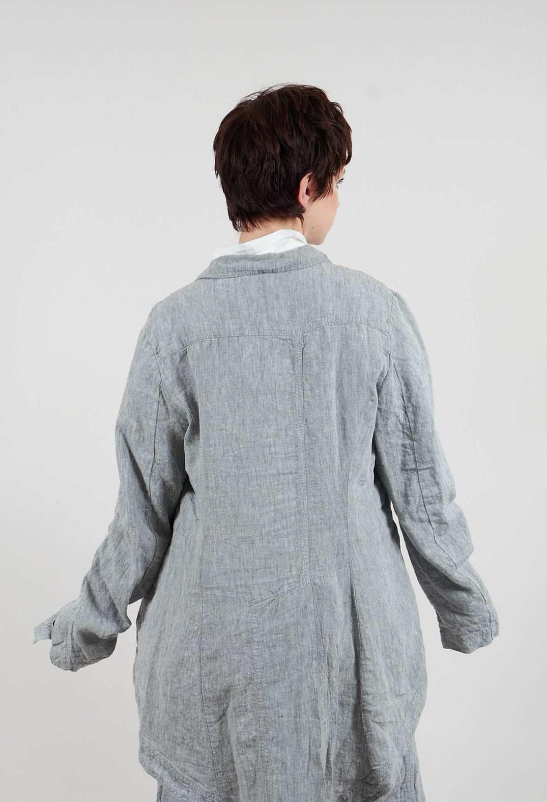 Linen Coat in Seaweed Melange - 2021206