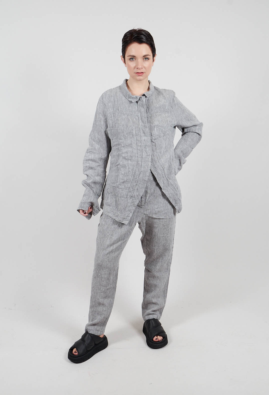 Linen Jacket in Amber Melange - 2021108