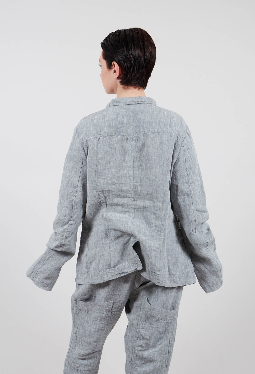 Linen Jacket in Seaweed Melange - 2021108