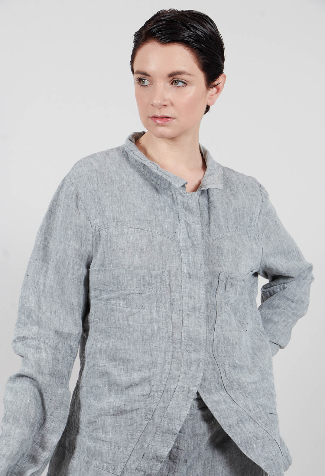Linen Jacket in Seaweed Melange - 2021108