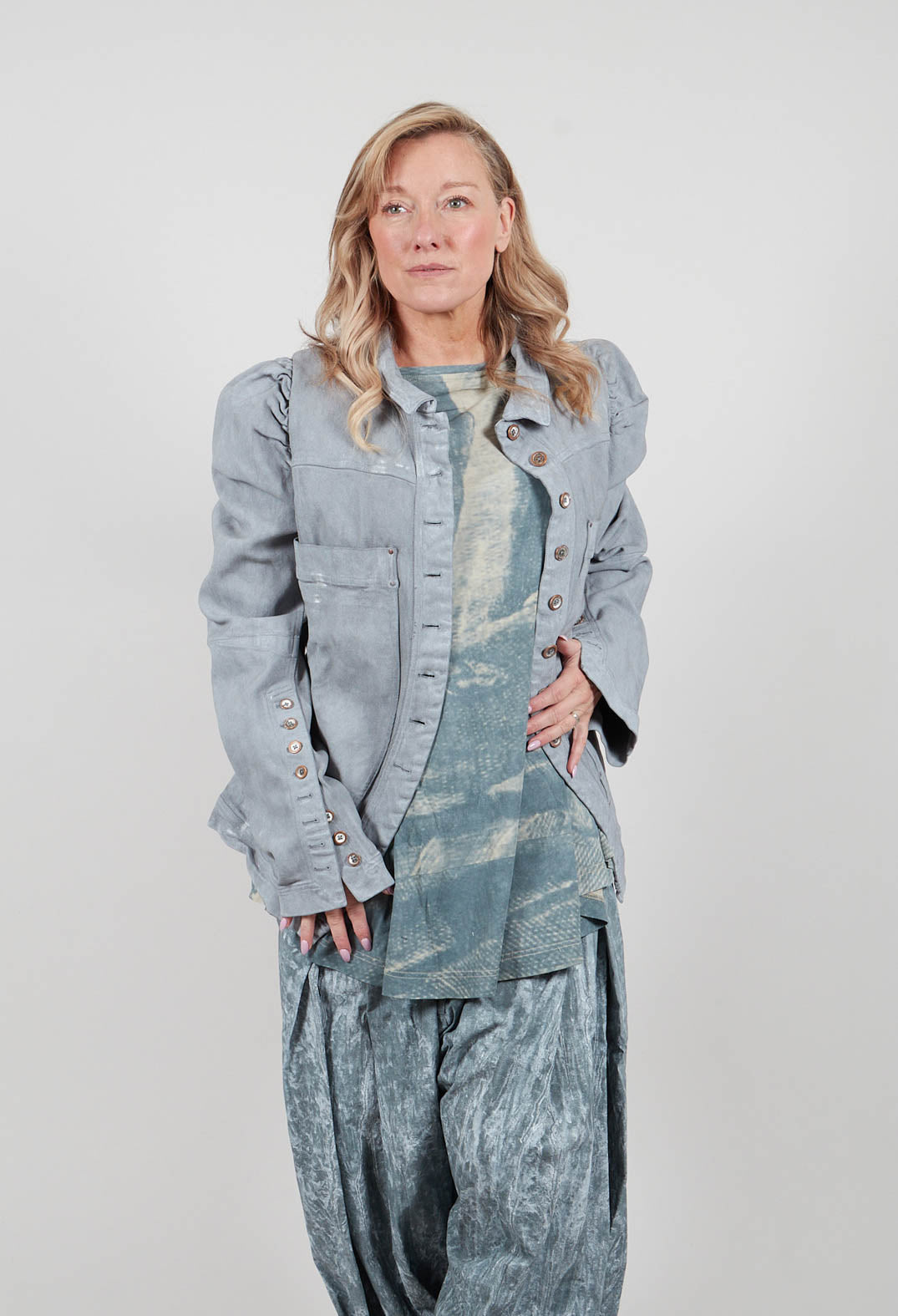 Puff Sleeve Jacket in Seaweed Fog - 2031102
