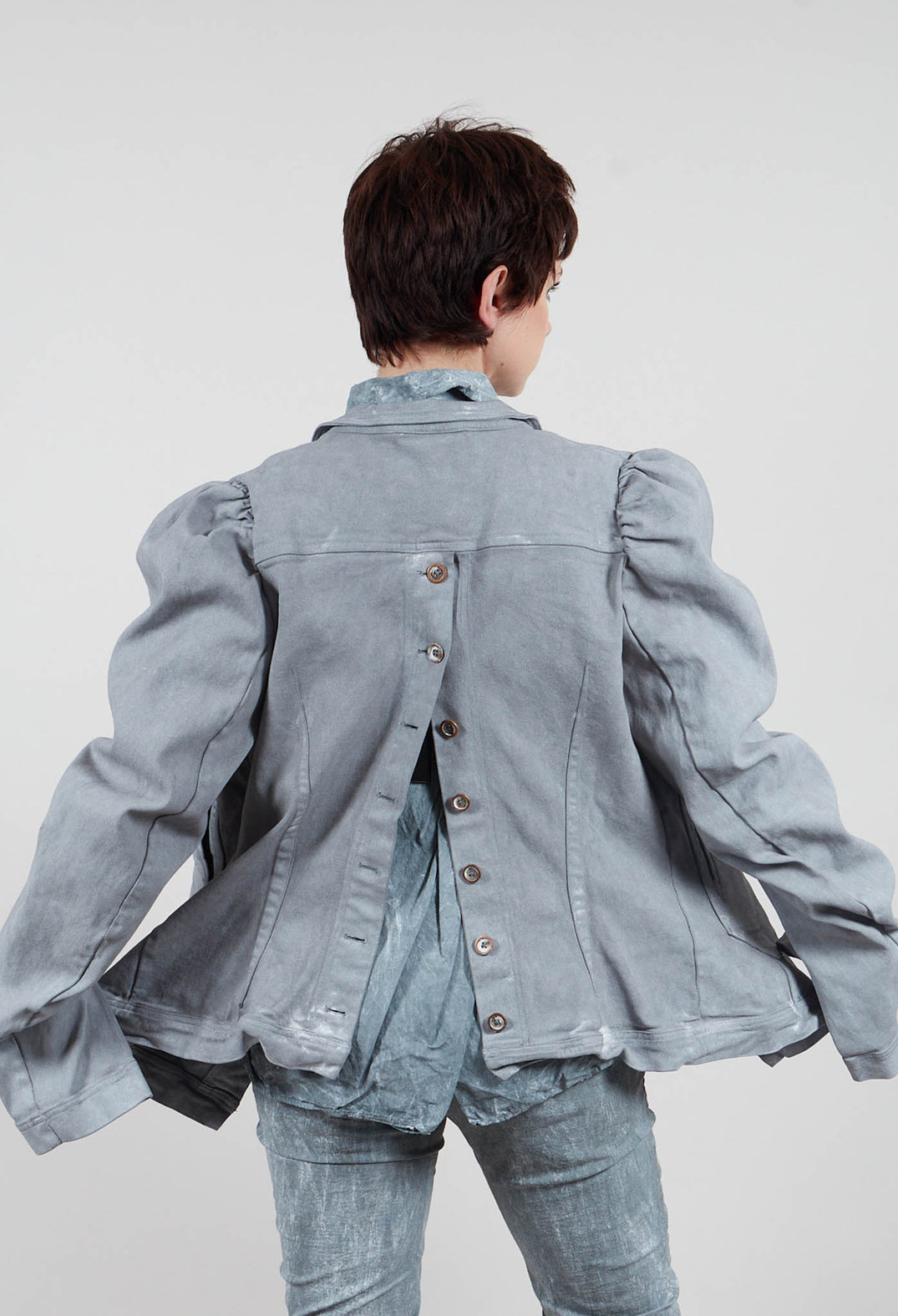 Puff Sleeve Jacket in Seaweed Fog - 2031102