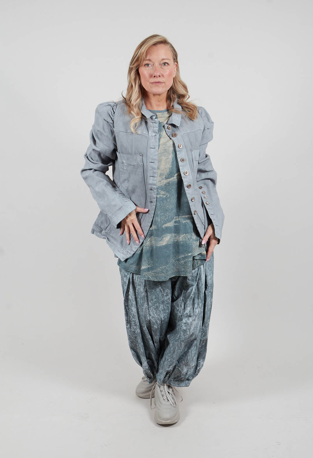 Puff Sleeve Jacket in Seaweed Fog - 2031102