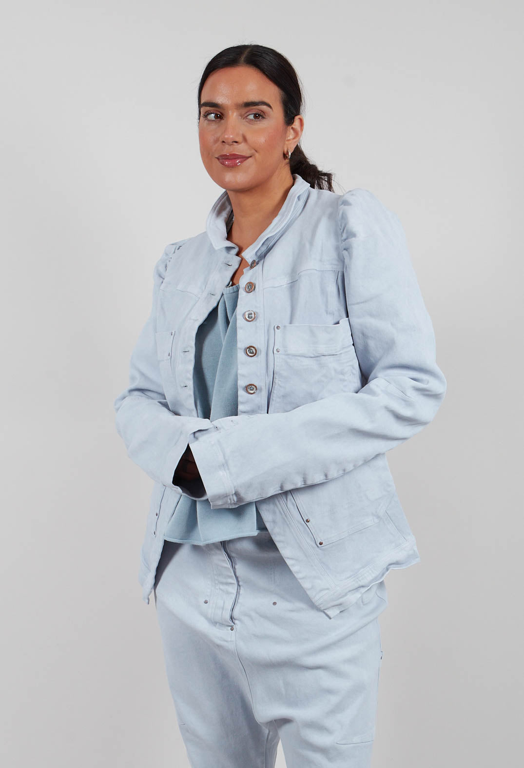 Puff Sleeve Jacket in Sky Fog - 2031102