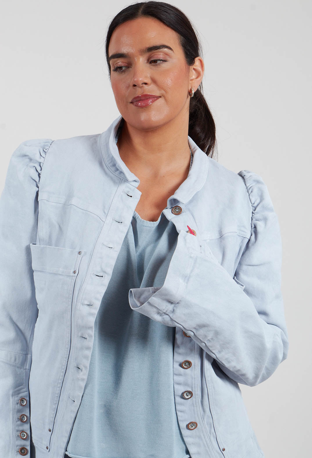 Puff Sleeve Jacket in Sky Fog - 2031102