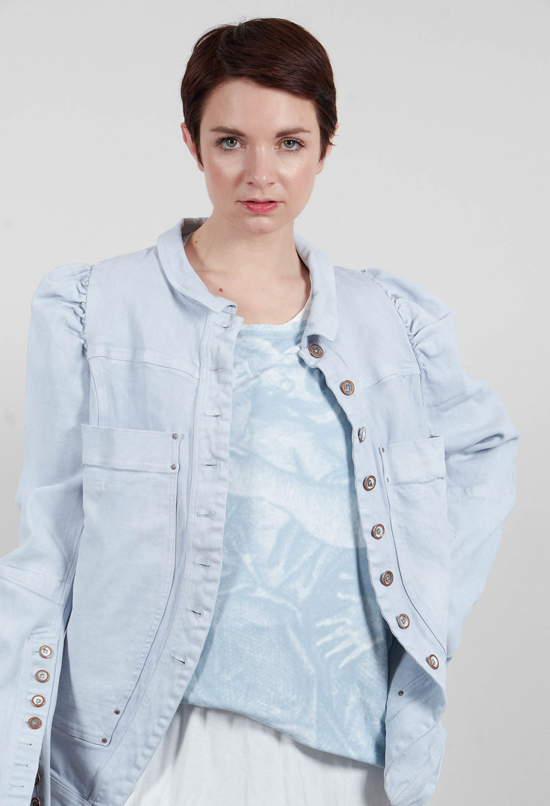 Puff Sleeve Jacket in Sky Fog - 2031102