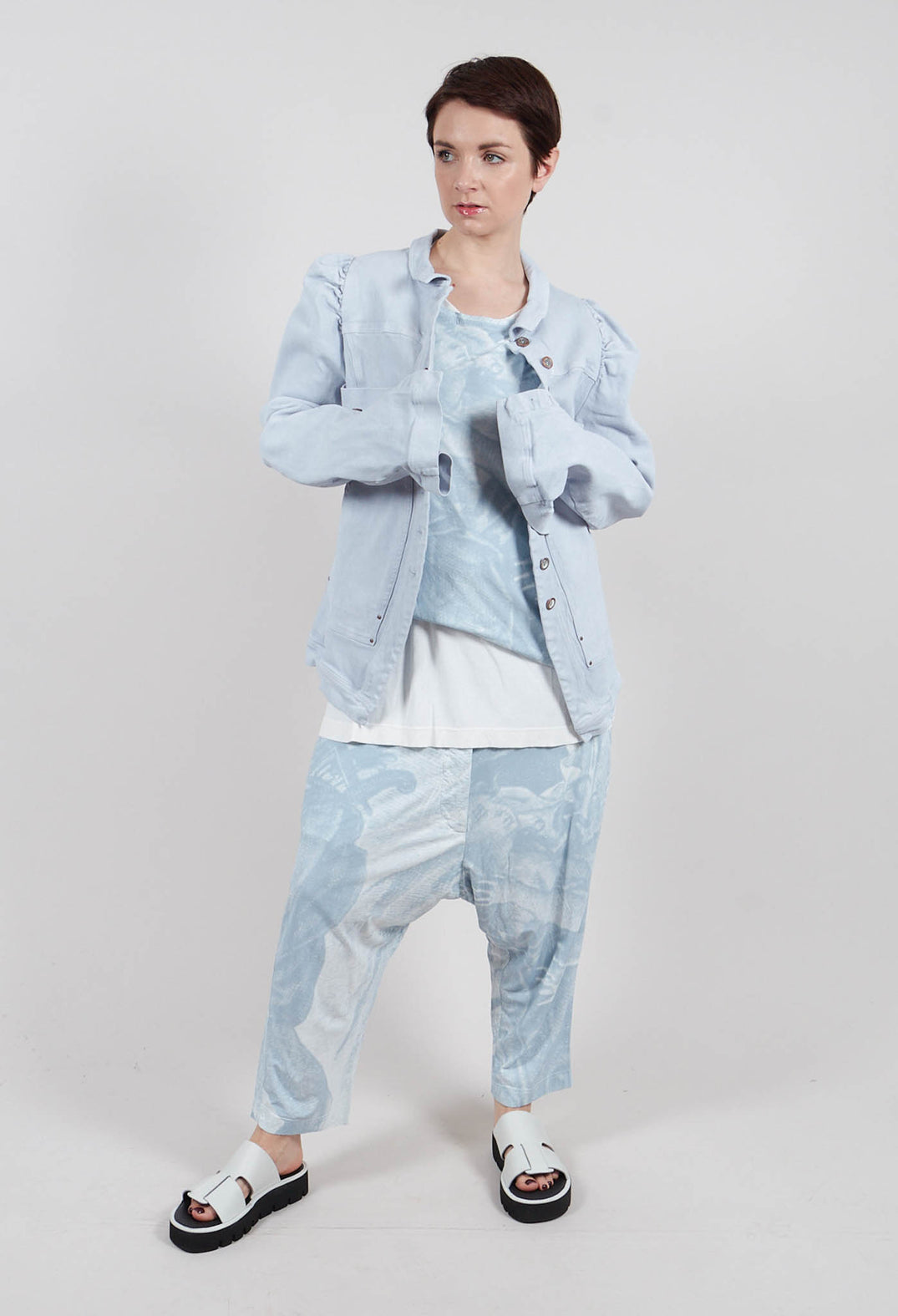 Puff Sleeve Jacket in Sky Fog - 2031102
