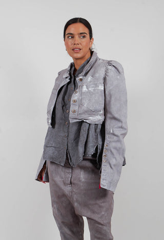 Cropped Puff Sleeve Jacket in Amber Fog - 2031106