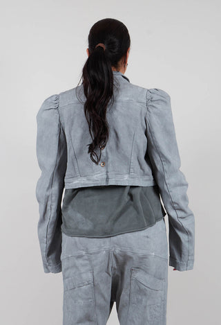 Cropped Puff Sleeve Jacket in Seaweed Fog - 2031106