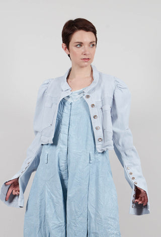 Cropped Puff Sleeve Jacket in Sky Fog - 2031106