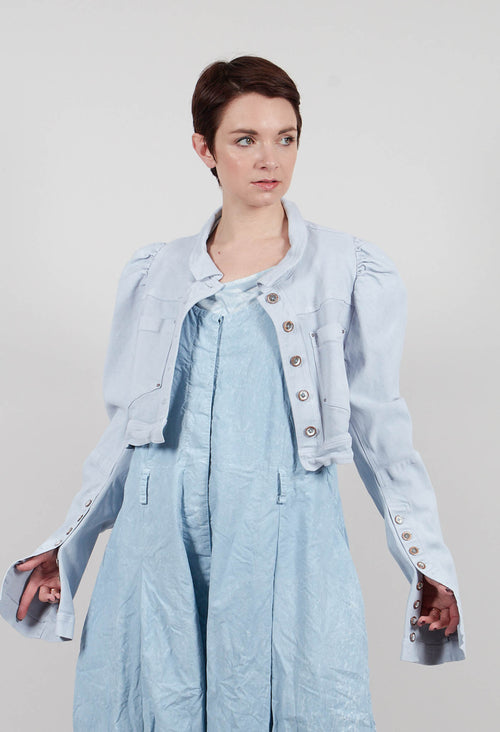 Cropped Puff Sleeve Jacket in Sky Fog - 2031106