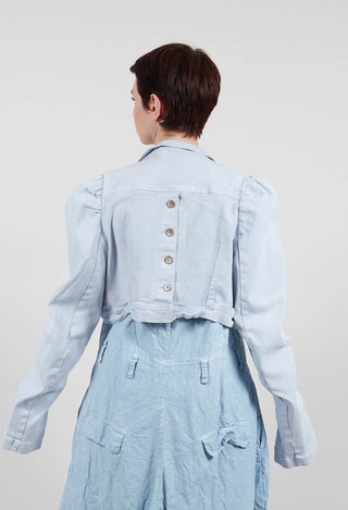 Cropped Puff Sleeve Jacket in Sky Fog - 2031106