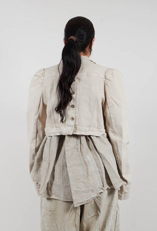 Cropped Puff Sleeve Jacket in Linen Fog - 2031106