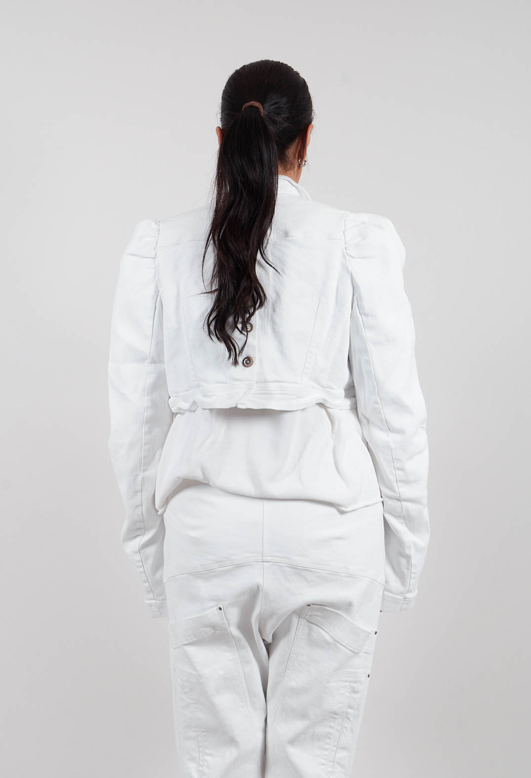 Cropped Puff Sleeve Jacket in Seafoam Fog - 2031106