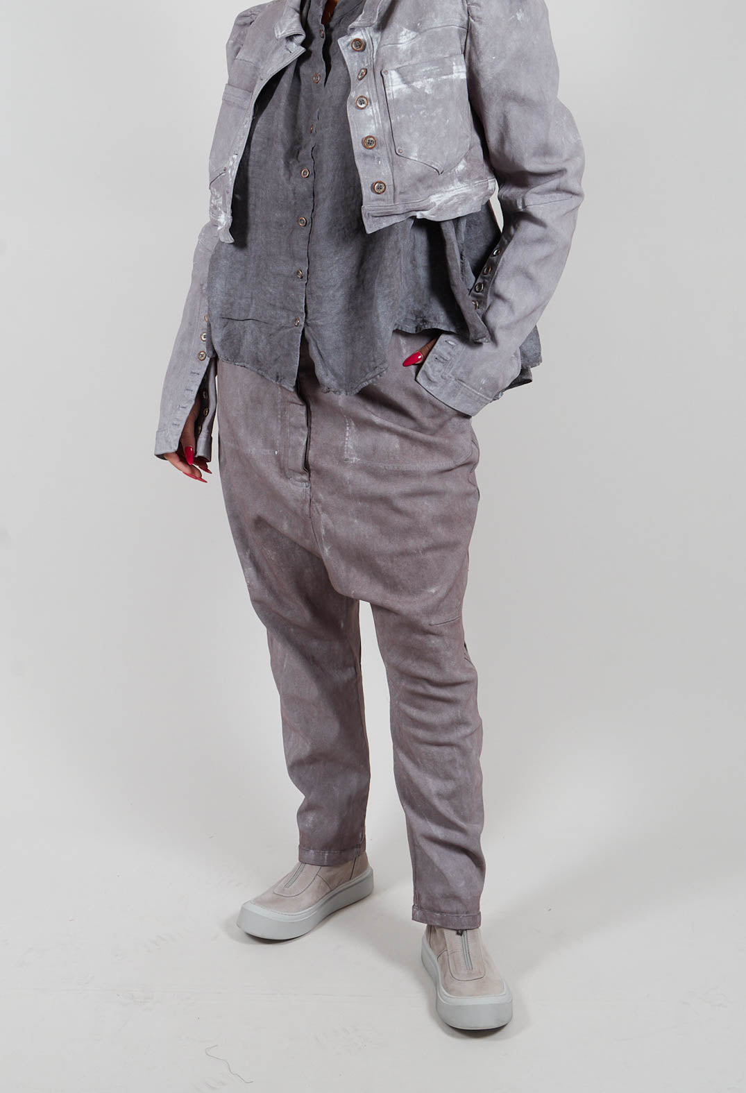 Drop Crotch Trousers in Amber Fog - 2030112