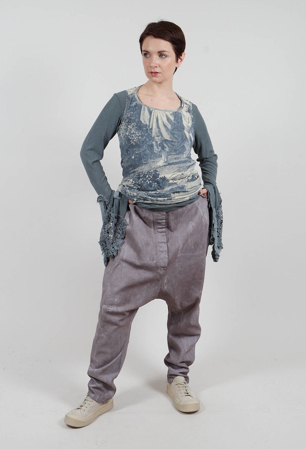 Drop Crotch Trousers in Amber Fog - 2030112