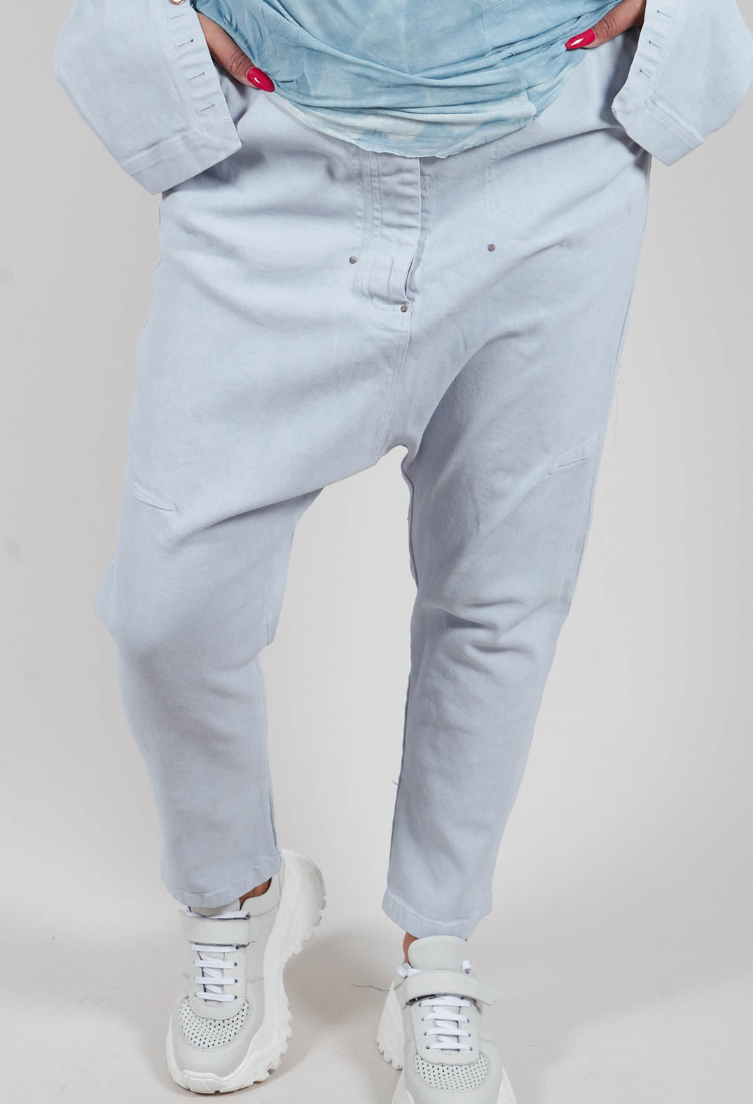 Drop Crotch Trousers in Sky Fog - 2030112