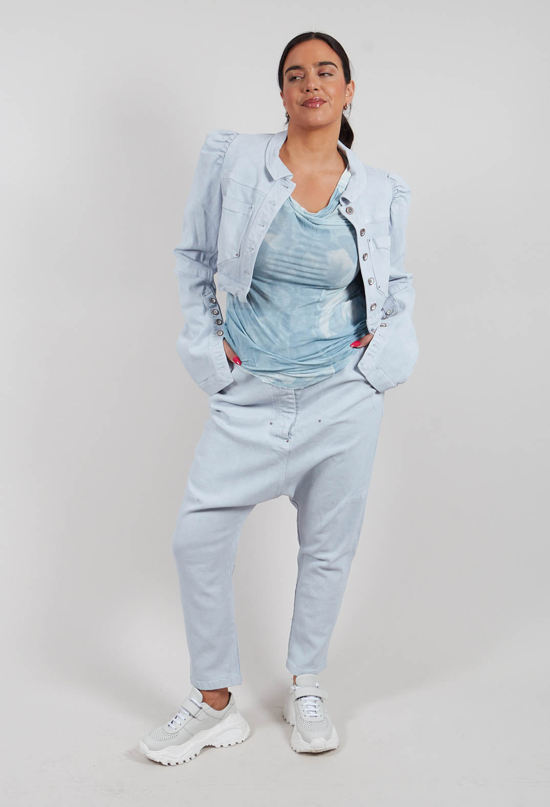 Drop Crotch Trousers in Sky Fog - 2030112
