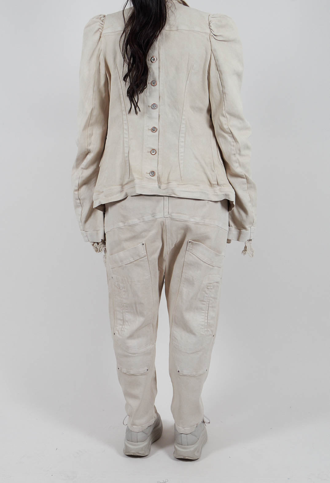 Drop Crotch Trousers in Linen Fog - 2030112