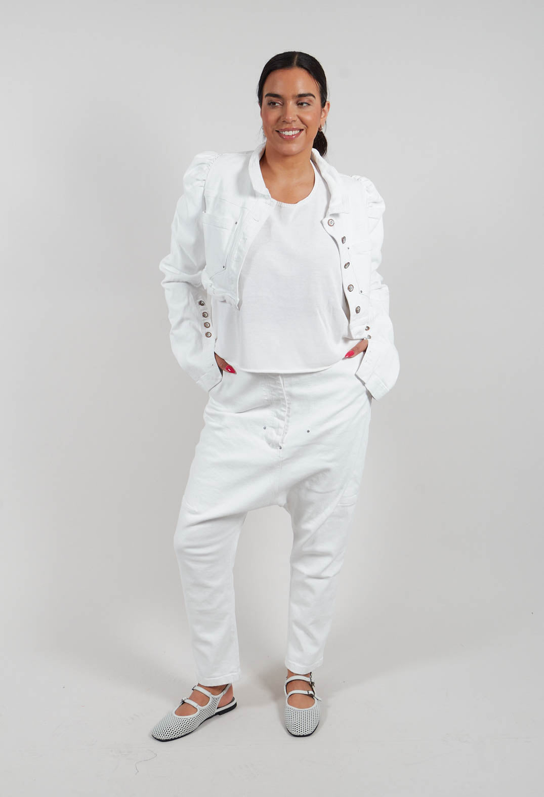 Drop Crotch Trousers in Seafoam Fog - 2030112
