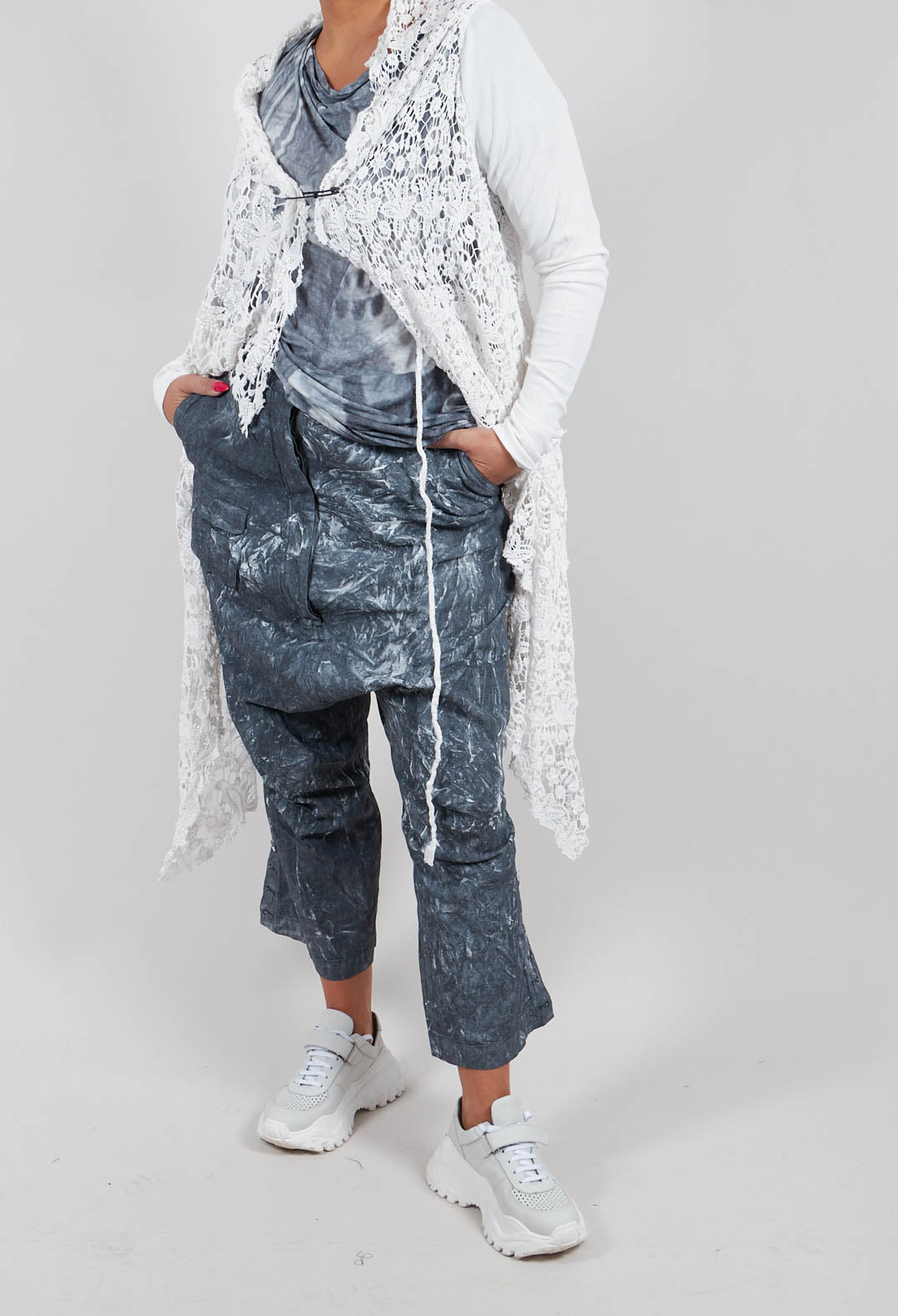 Utility Drop Crotch Trousers in Black Fog - 2070105