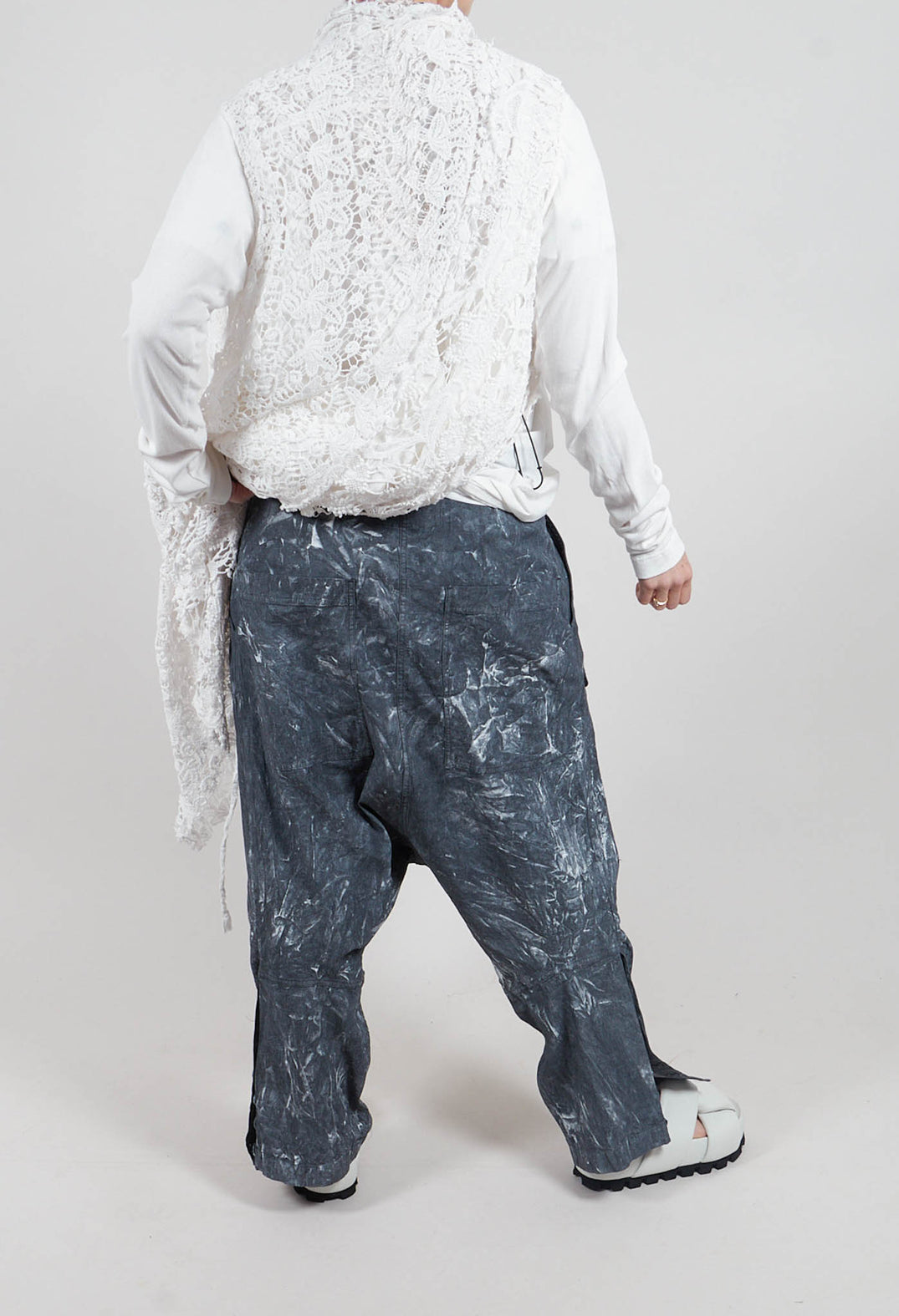 Utility Drop Crotch Trousers in Black Fog - 2070105