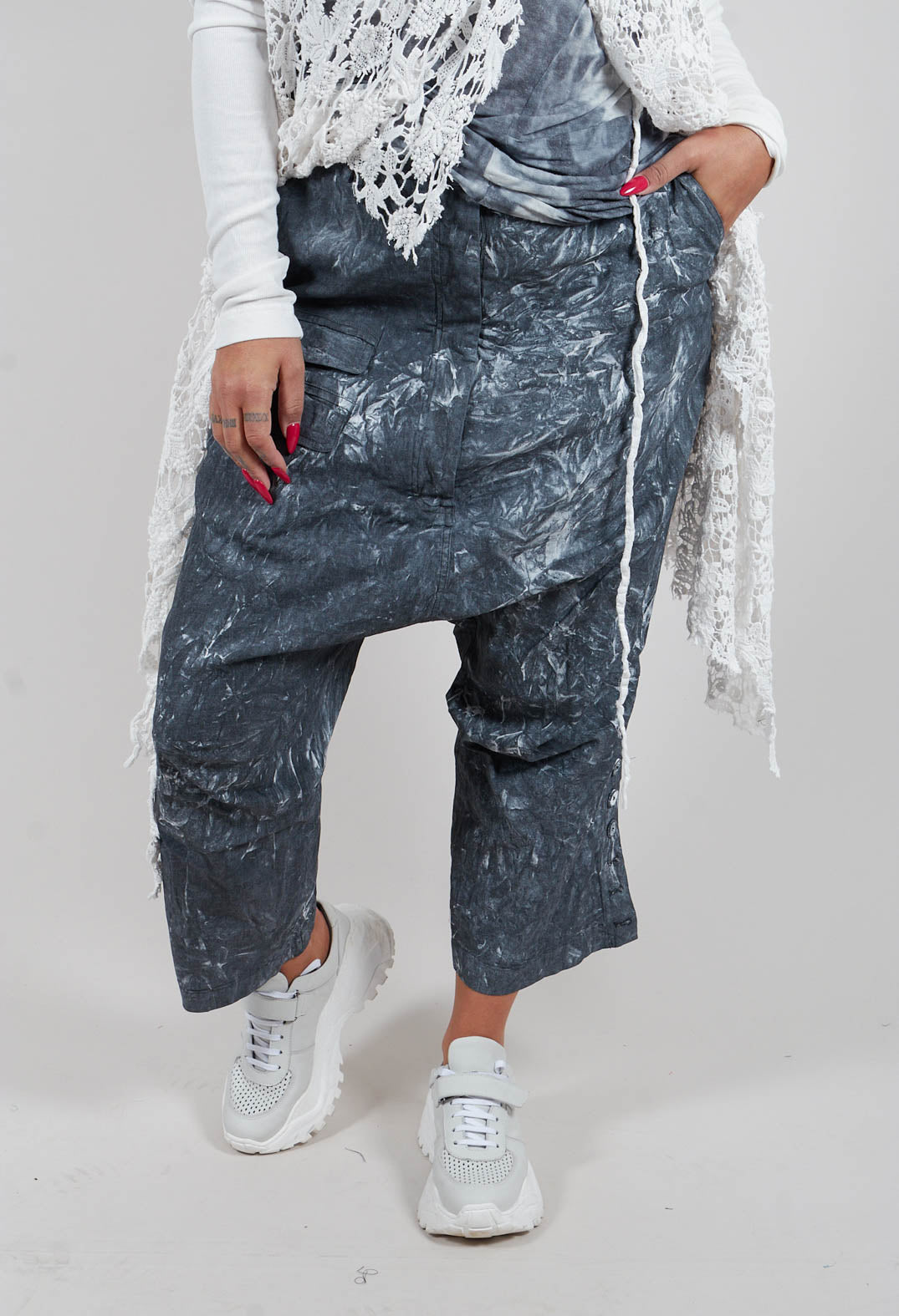Utility Drop Crotch Trousers in Black Fog - 2070105