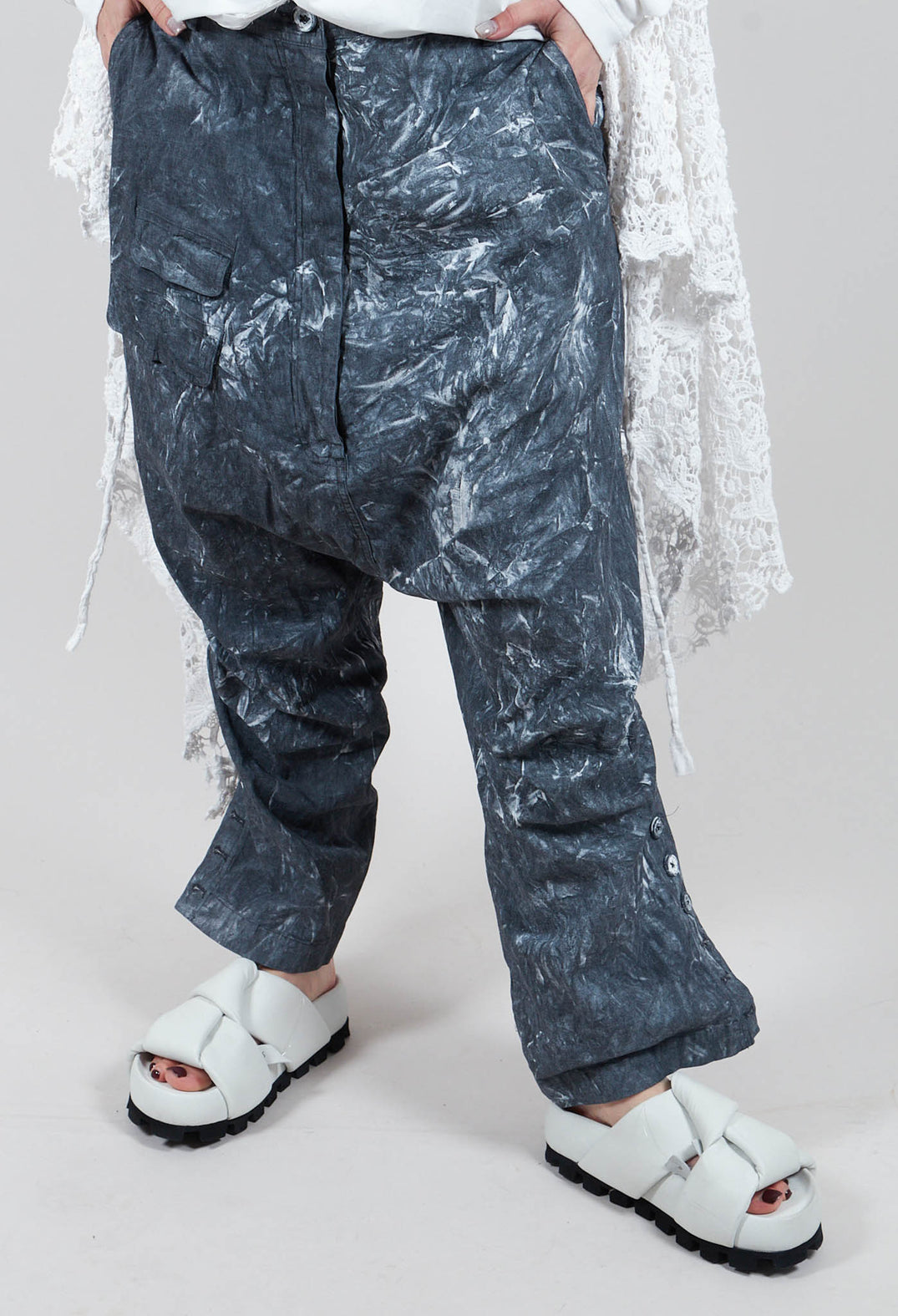 Utility Drop Crotch Trousers in Black Fog - 2070105