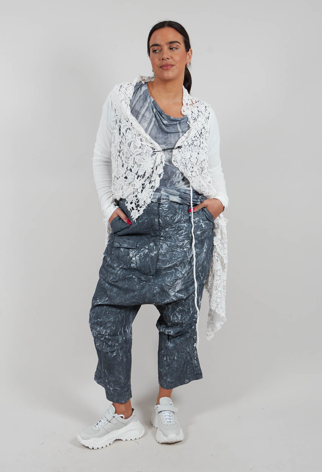 Utility Drop Crotch Trousers in Black Fog - 2070105