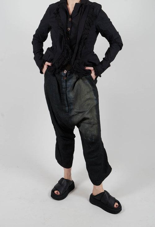 Cropped Drop Crotch Trousers in Seaweed Storm - 2110125