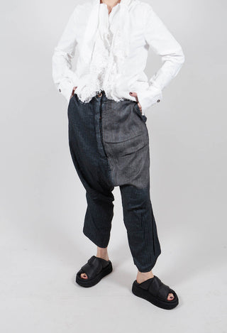 Cropped Drop Crotch Trousers in Sky Storm - 2110125