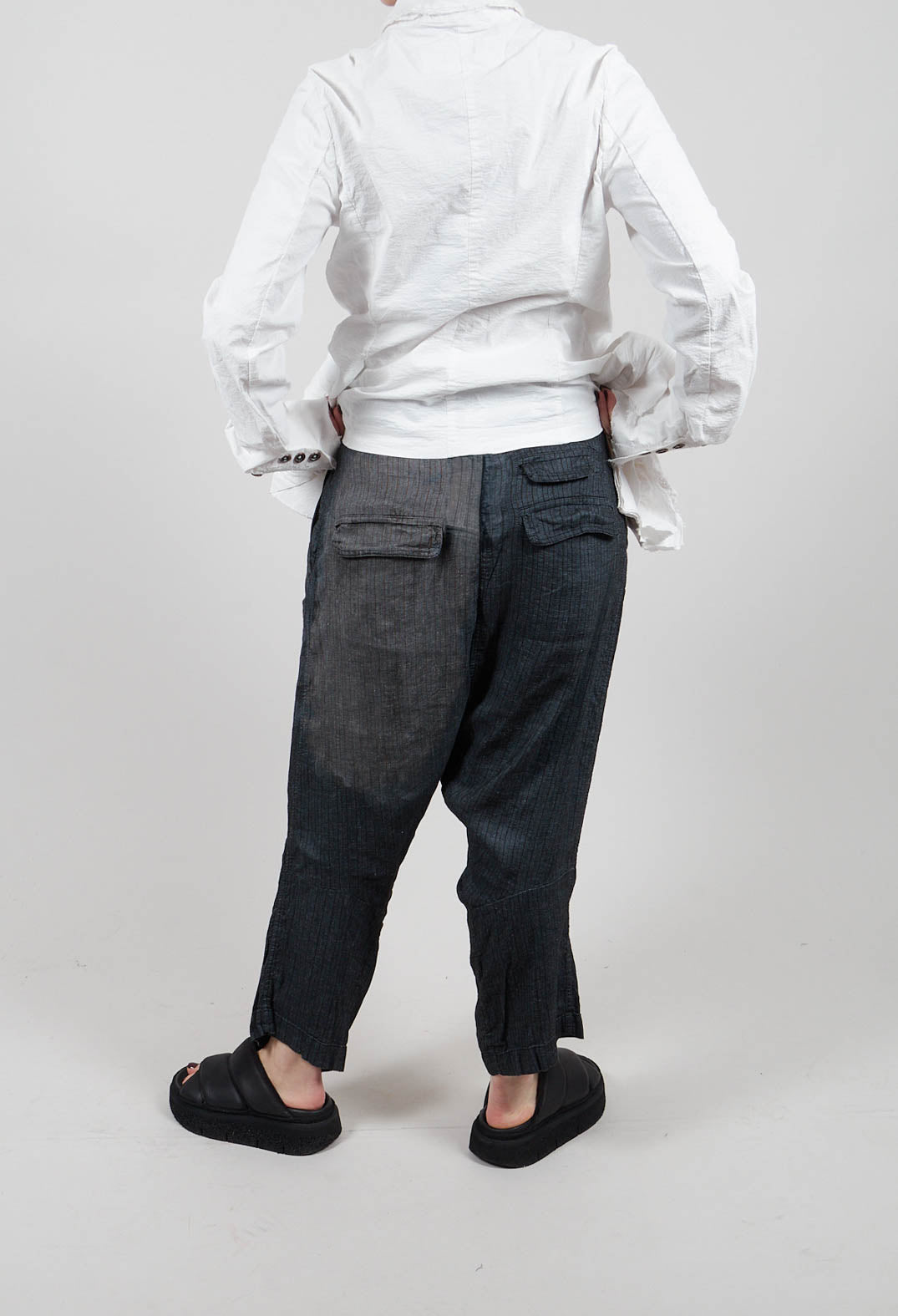 Cropped Drop Crotch Trousers in Sky Storm - 2110125