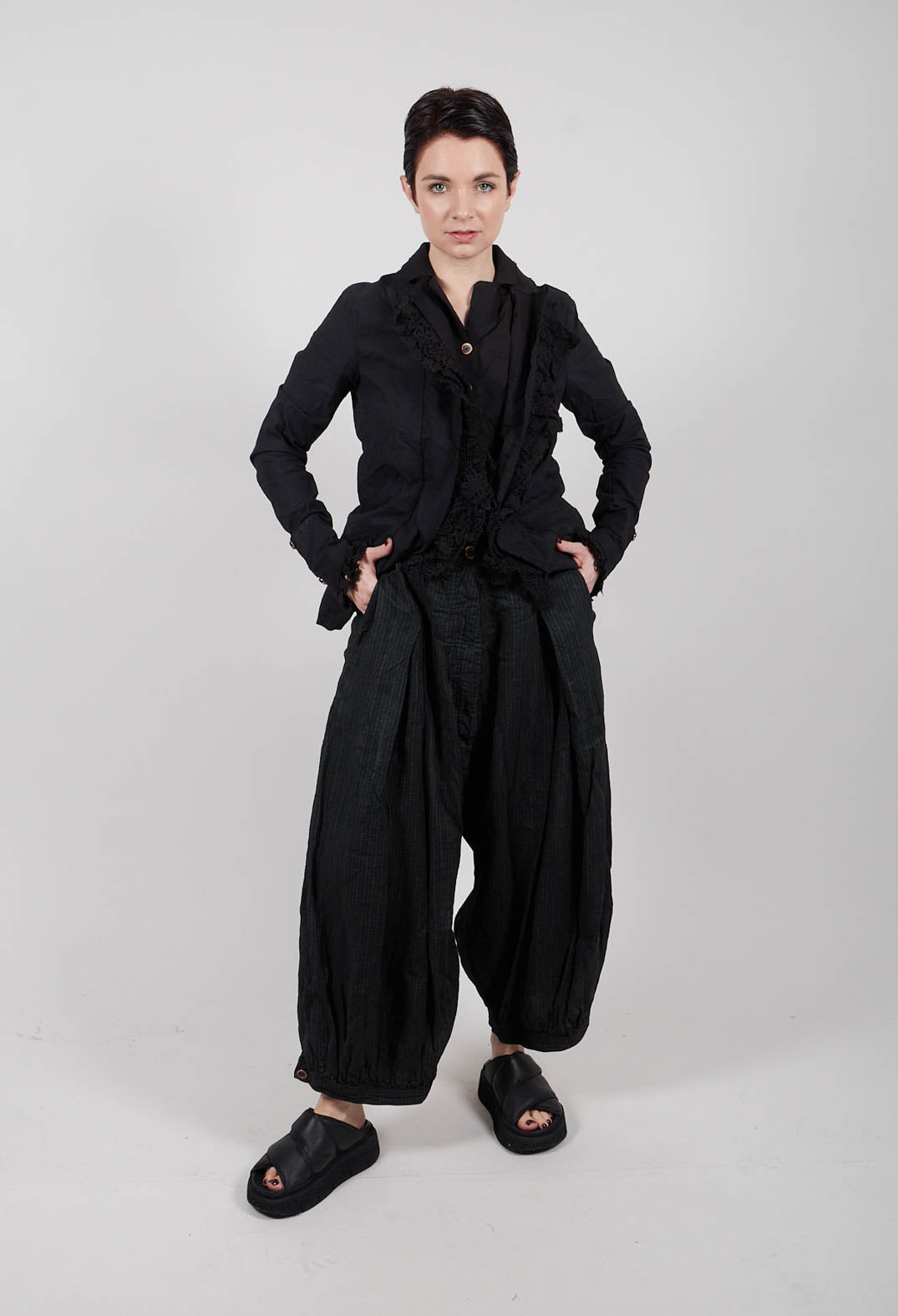 Balloon Leg Trousers in Seaweed Paper - 2110147