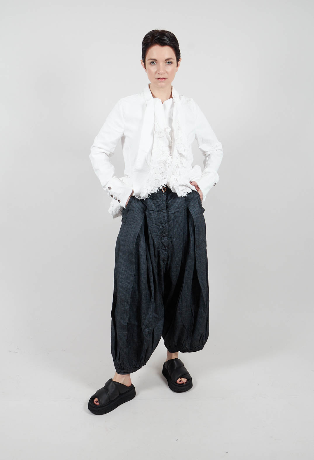 Balloon Leg Trousers in Sky Paper -2110147