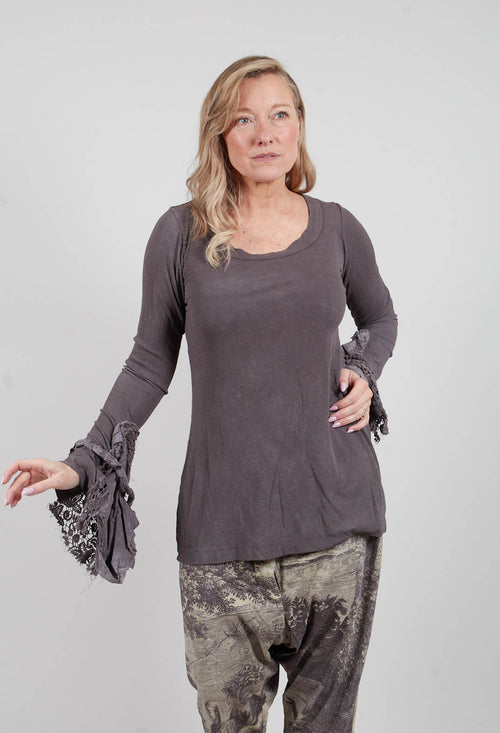 Top with Lace Cuffs in Amber Fog - 2180502