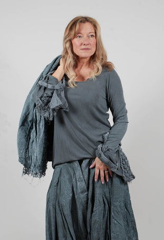 Top with Lace Cuffs in Seaweed Fog - 2180502