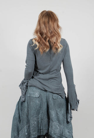 Top with Lace Cuffs in Seaweed Fog - 2180502