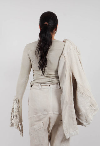 Top with Lace Cuffs in Linen Fog - 2180502