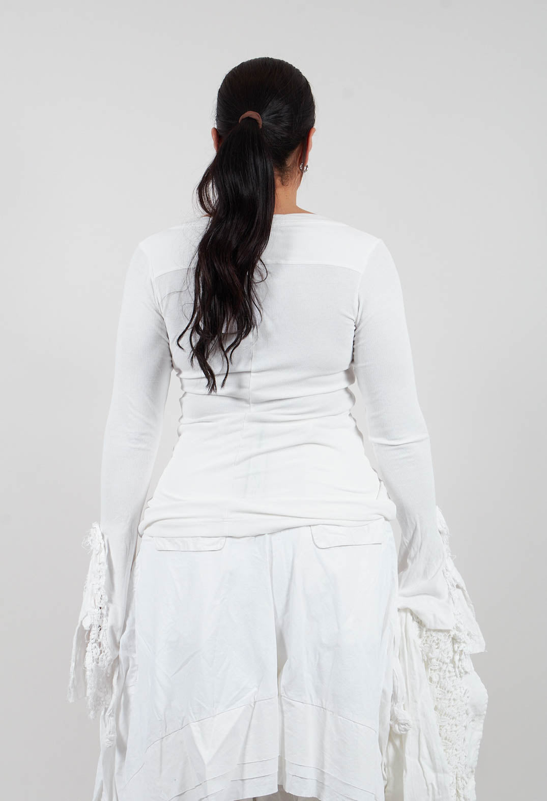Top with Lace Cuffs in Seafoam Fog - 2180502